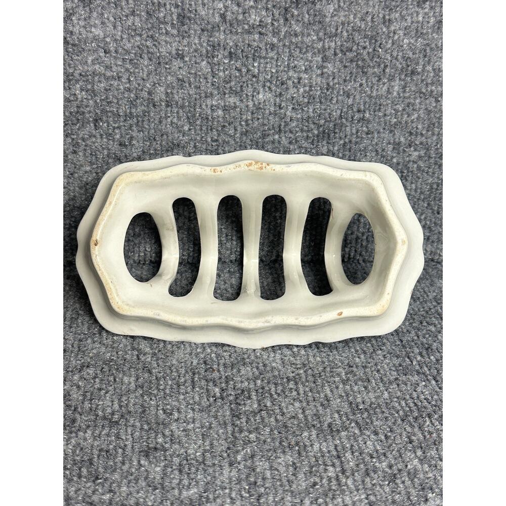 Vintage 1930s ceramic toast rack mail sorter napkin holder floral 7.5” Victorian - Picture 6 of 9